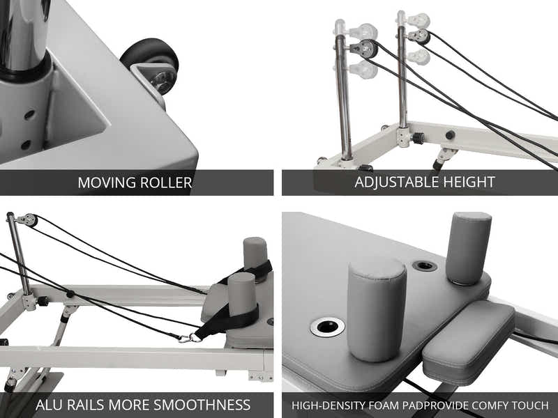 Foldable Pilates Reformer With Headrest White