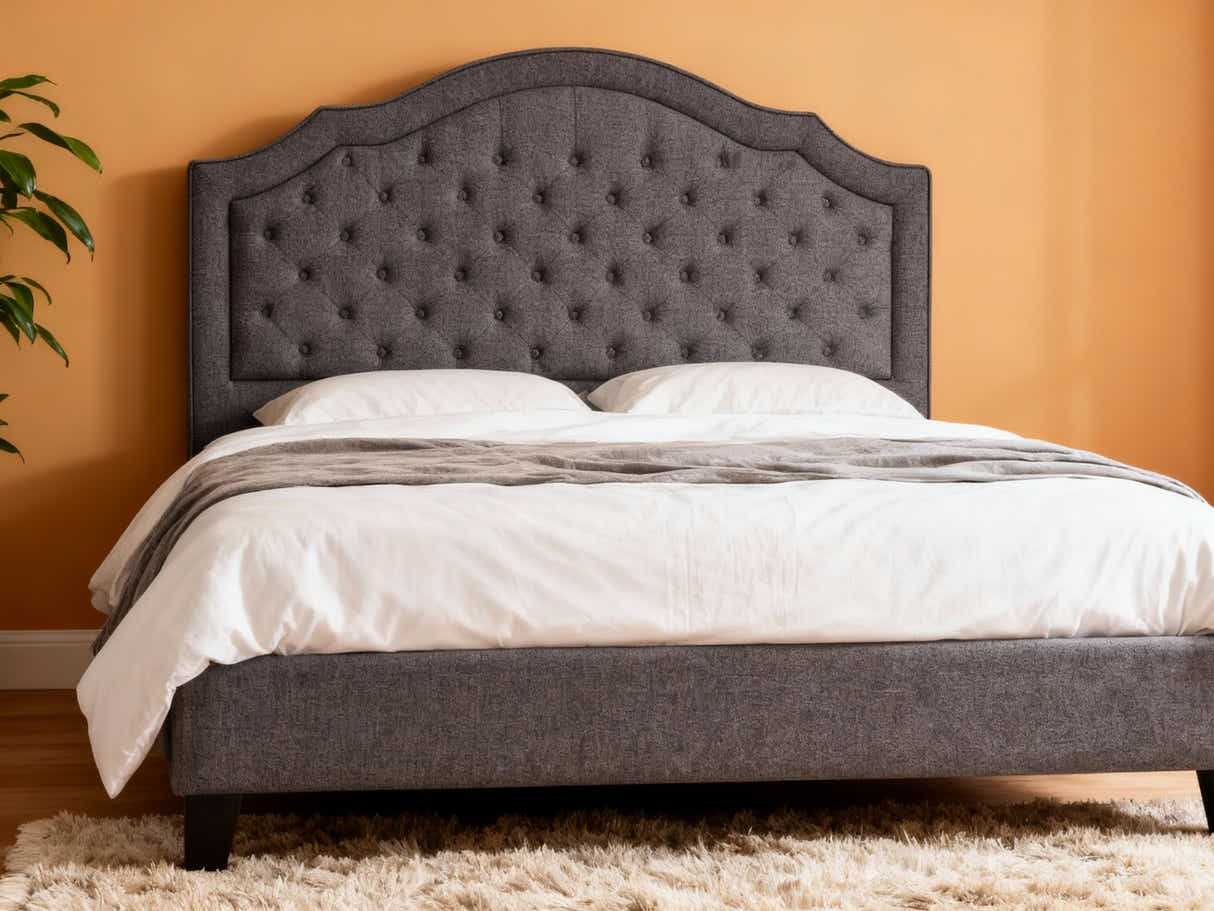 Palmas Linen Headboard Grey - Double