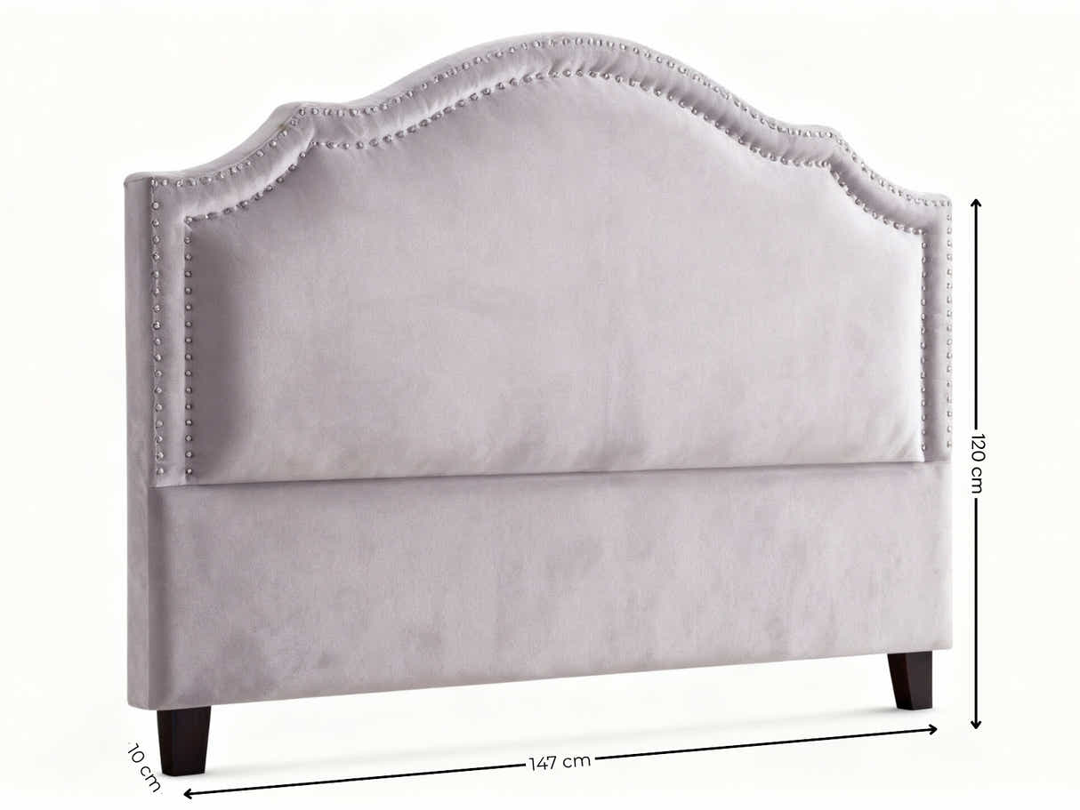 Lavaca Velvet Headboard Light Grey - Double