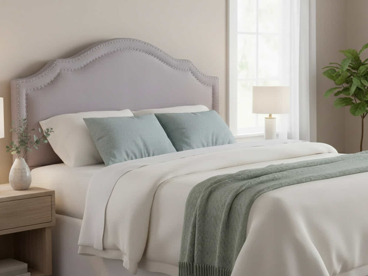 Lavaca Velvet Headboard Light Grey - Double