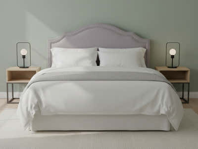 Lavaca Velvet Headboard Light Grey - Double
