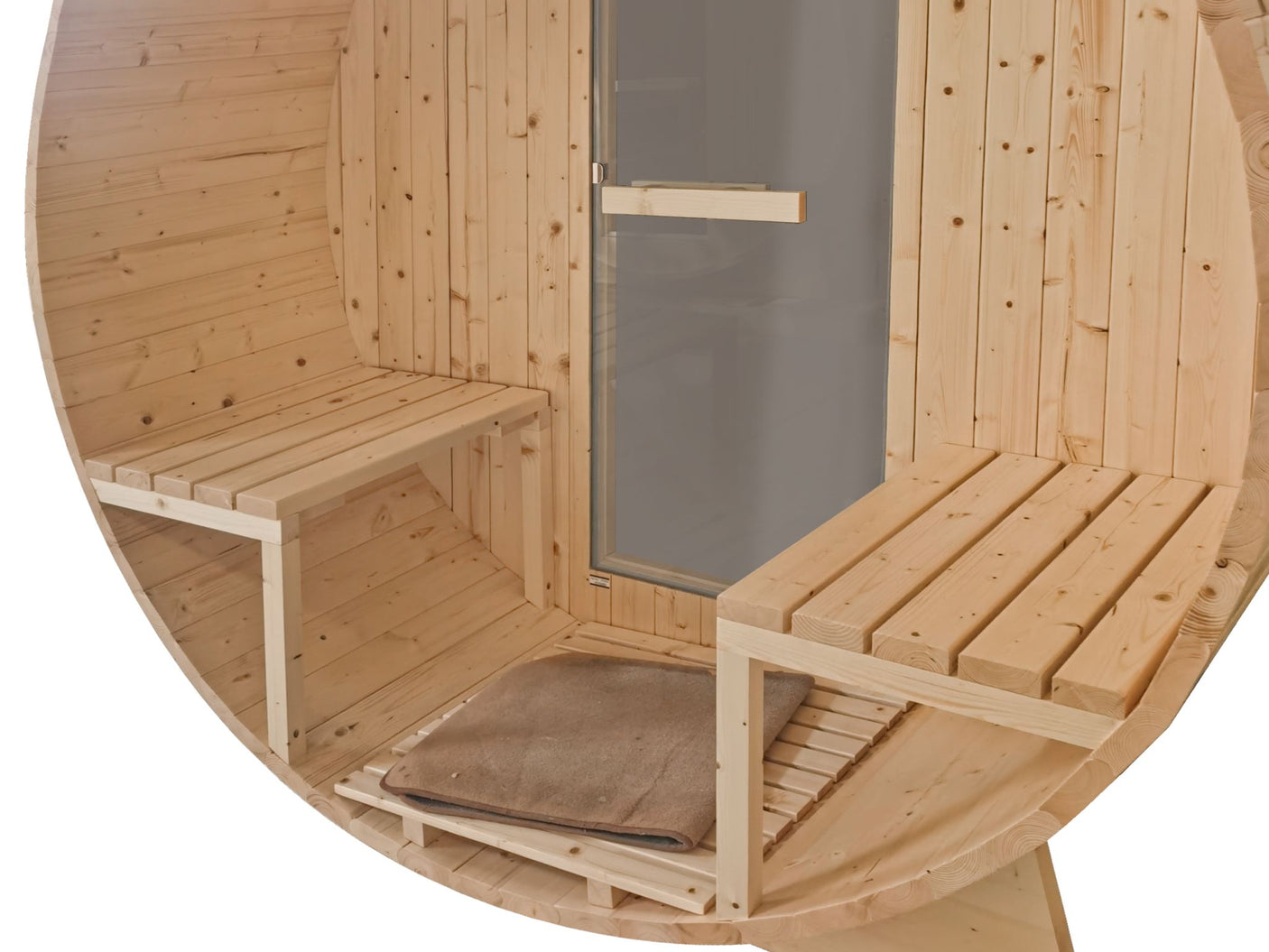 2-4 Person Outdoor Barrel Sauna with Porch Red Bitumen Roof Upgraded