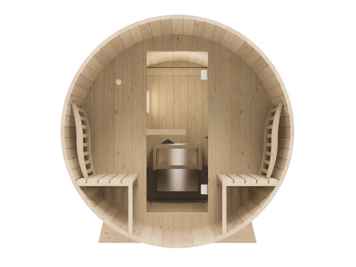 DS Quilo 4-Person Outdoor Barrel Sauna with Porch