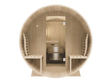 2-4 Person Outdoor Barrel Sauna with Porch Red Bitumen Roof Upgraded
