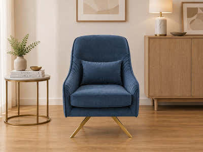 Velvet Swivel Accent Chair - Navy