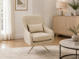 Velvet Swivel Accent Chair - Beige