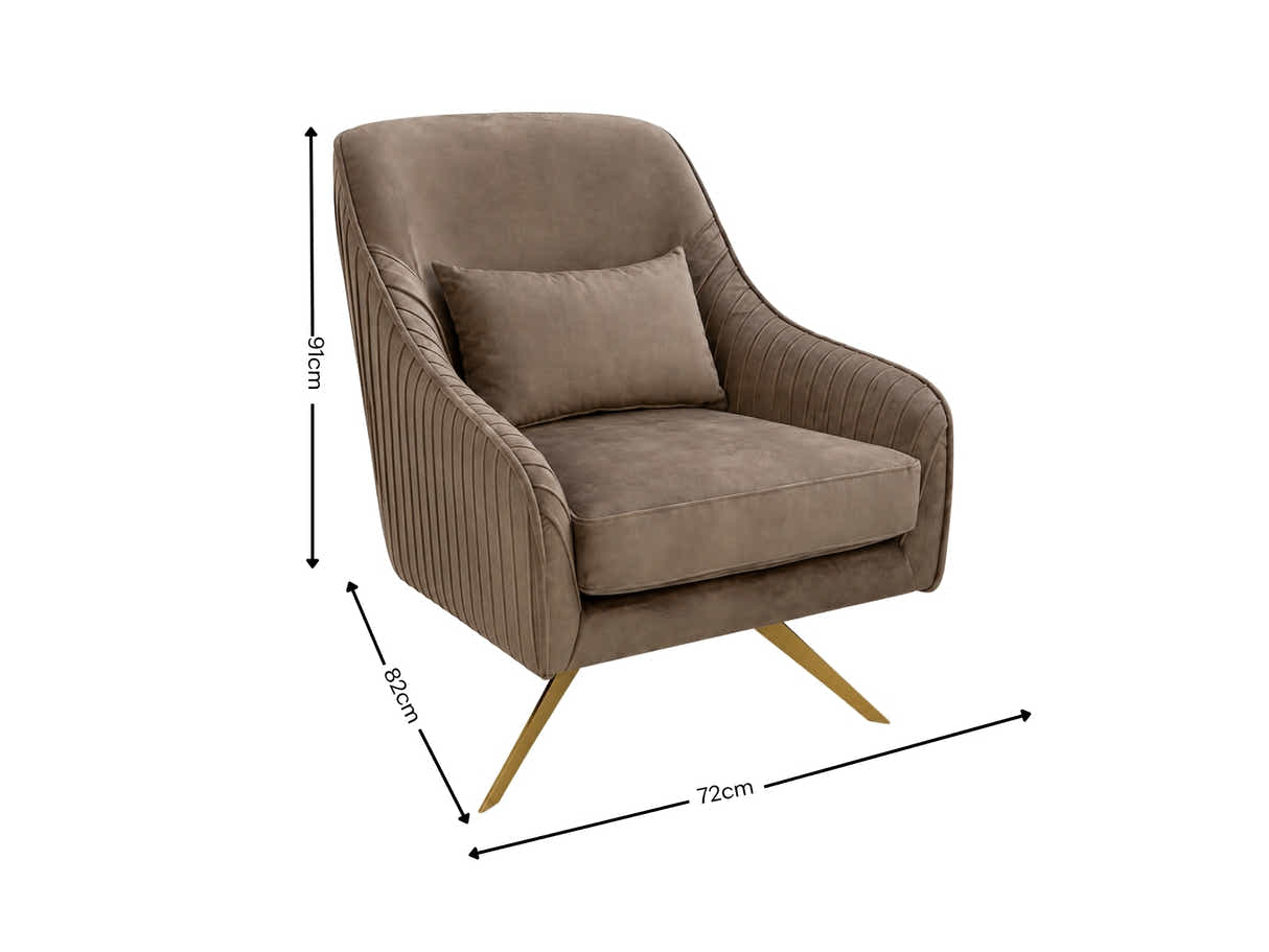 Velvet Swivel Accent Chair - Light Brown