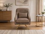 Velvet Swivel Accent Chair - Light Brown
