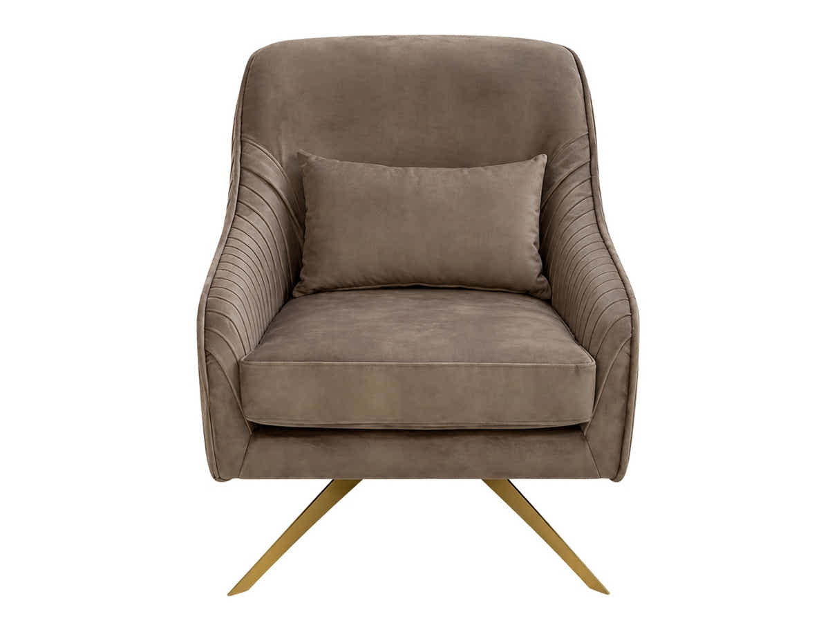 Velvet Swivel Accent Chair - Light Brown