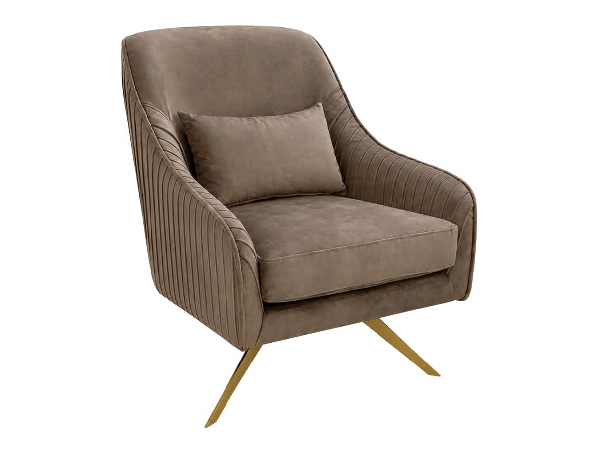 Velvet Swivel Accent Chair - Light Brown