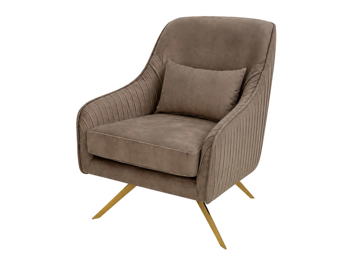 Velvet Swivel Accent Chair - Light Brown