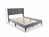 Neron Velvet Bed Frame Charcoal - Queen