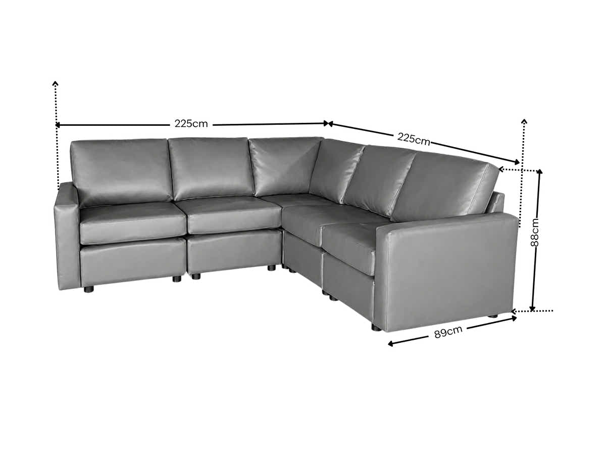 Sonya 5 Seater Modular Sofa PU - Grey