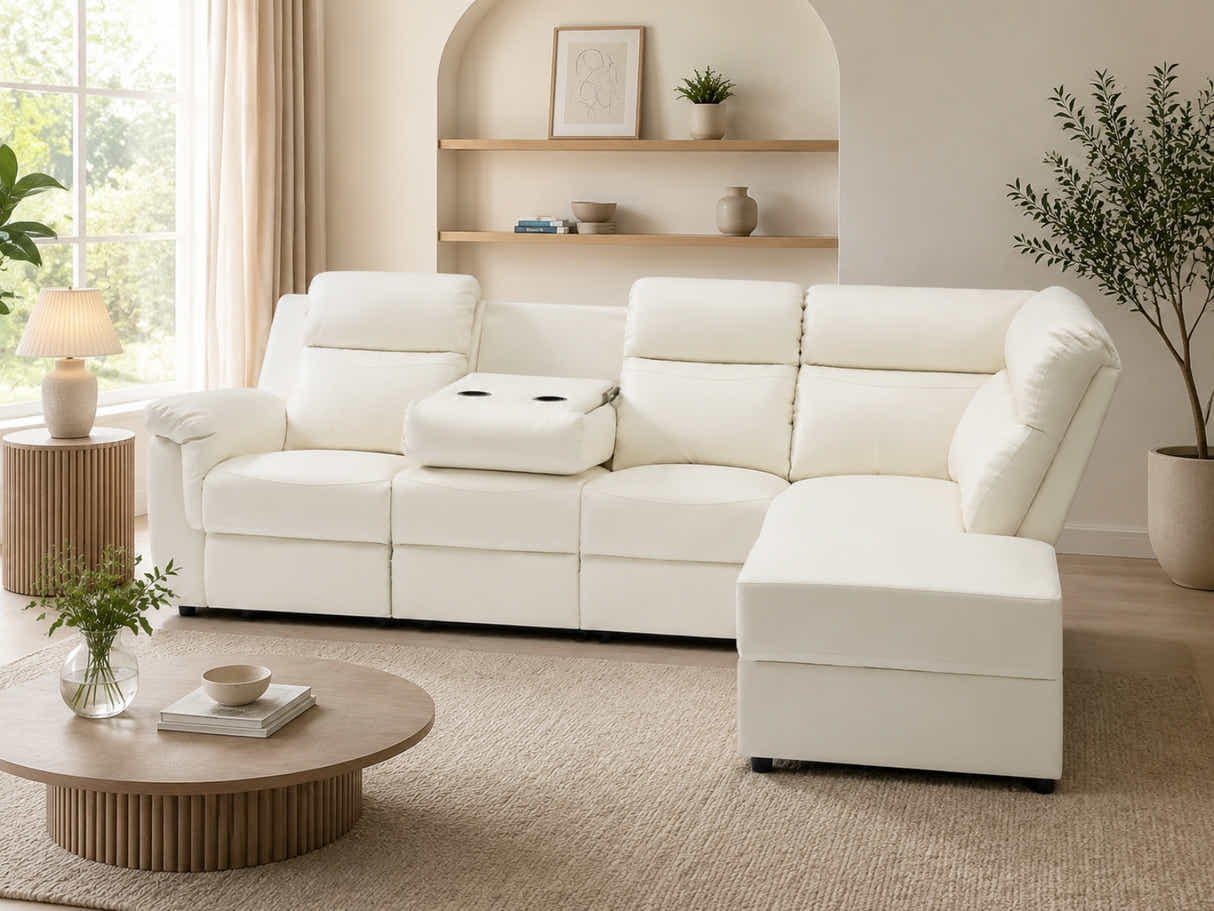 Ronae Corner Recliner Sofa PU - Beige