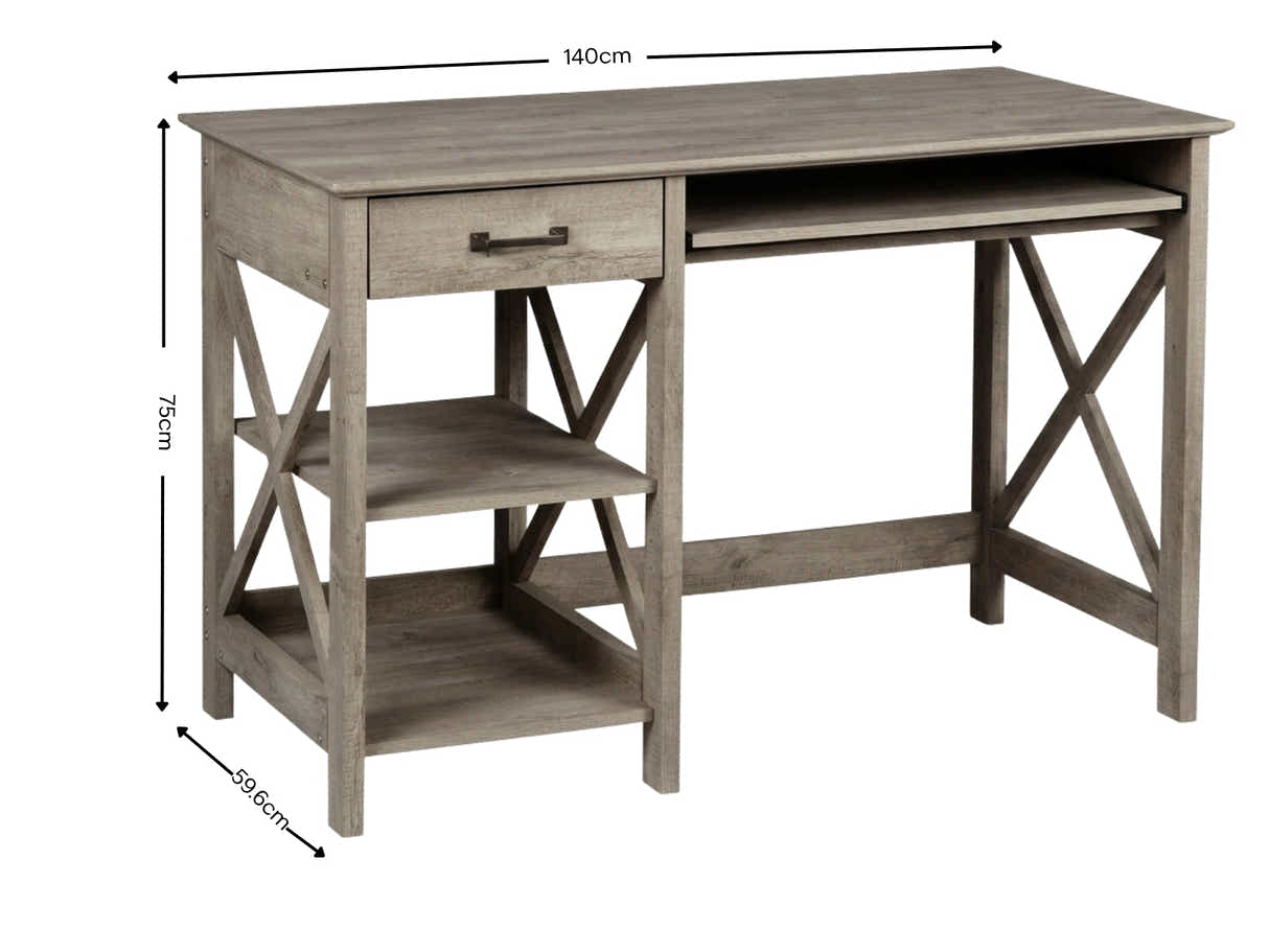 Writing Desk With Shelves Rustic Oak