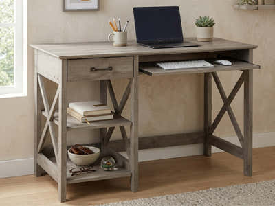 Writing Desk With Shelves Rustic Oak