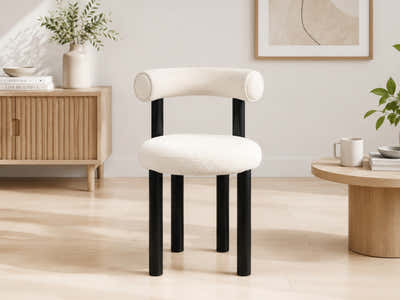 Boucle Velvet Dining Chair - White