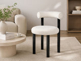 Elsie Round Dining Table 110 cm & Boucle Velvet Dining Chair White - Set of 4