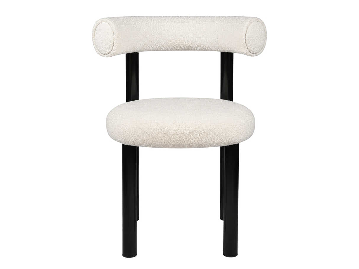 Moira Ceramic Top Dining Table 179 cm & Boucle Velvet Dining Chair White - Set of 6