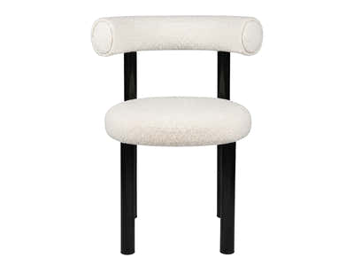 Boucle Velvet Dining Chair - White