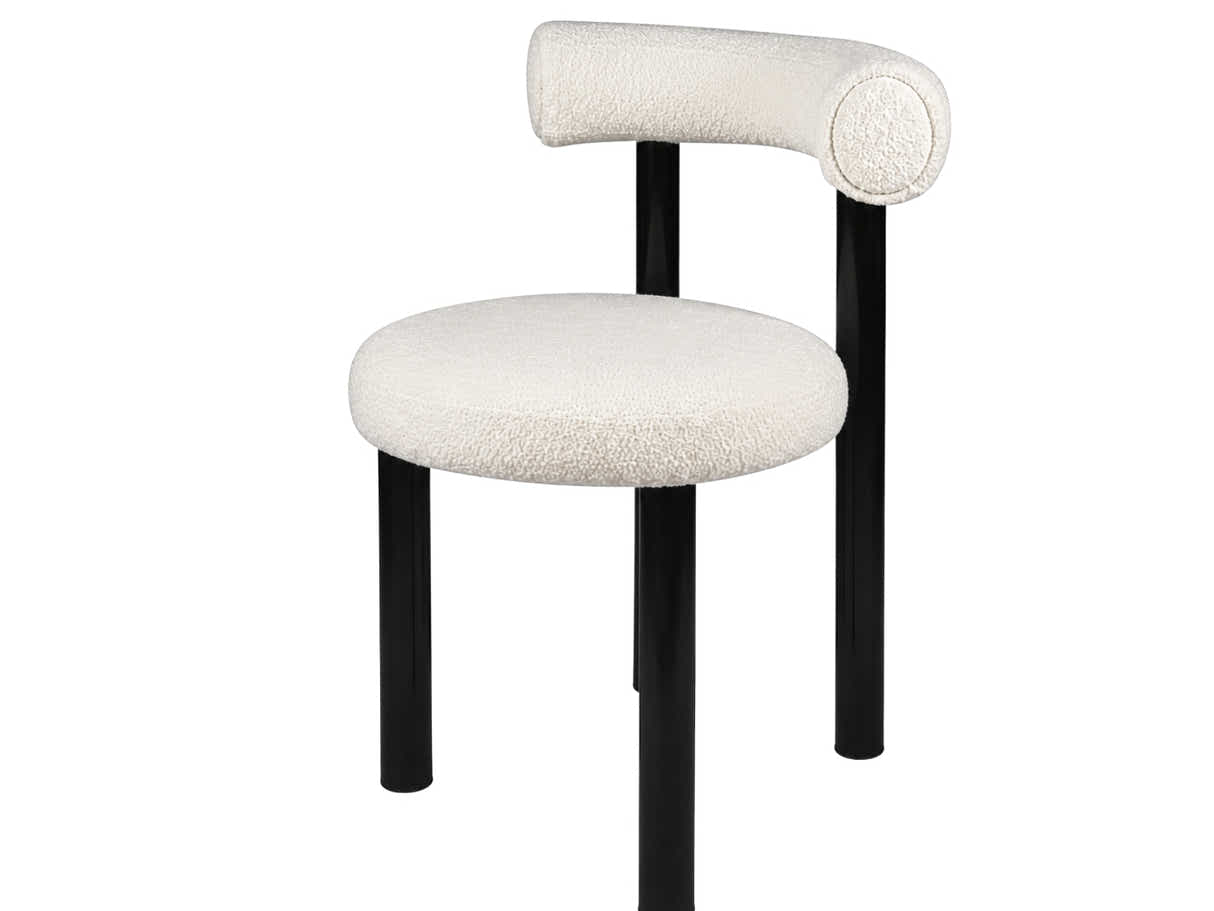 Moira Ceramic Top Dining Table 179 cm & Boucle Velvet Dining Chair White - Set of 6