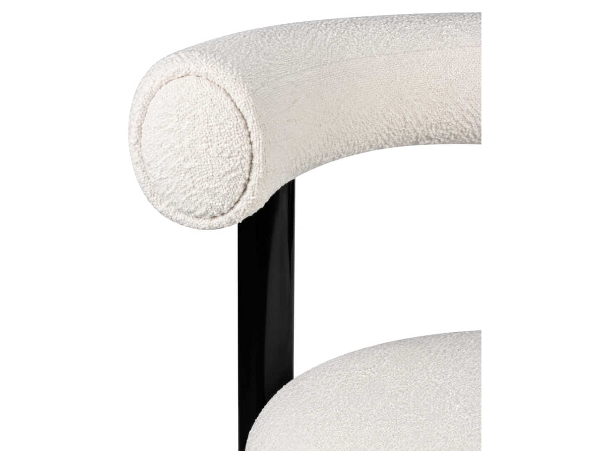 Elsie Round Dining Table 110 cm & Boucle Velvet Dining Chair White - Set of 4