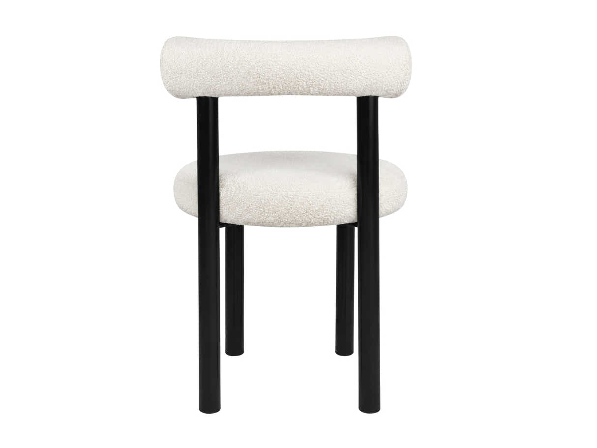 Moira Ceramic Top Dining Table 179 cm & Boucle Velvet Dining Chair White - Set of 6
