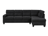 Delano Sectional Linen Sofa with Right Chaise - Black