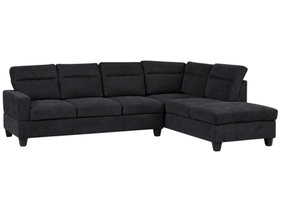 Delano Sectional Linen Sofa with Right Chaise - Black