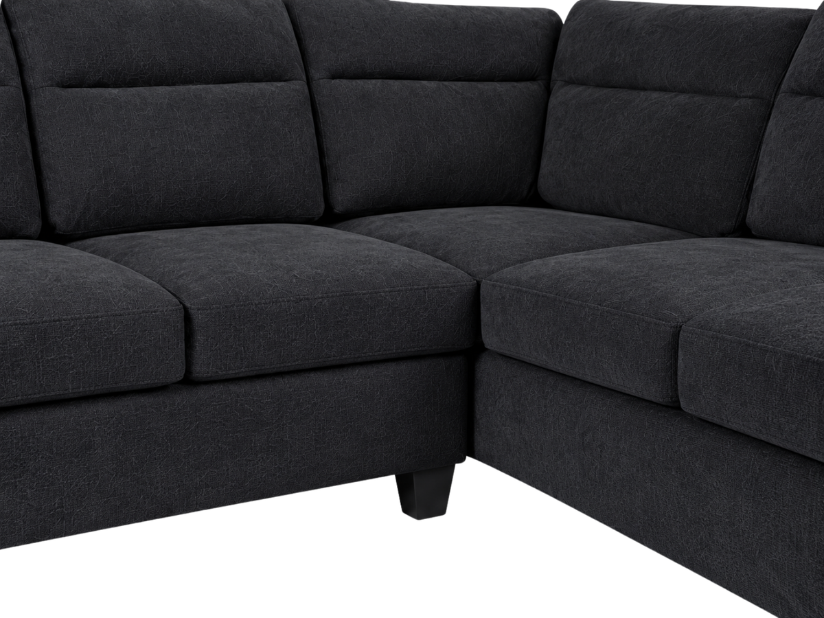 Delano Sectional Linen Sofa with Right Chaise - Black