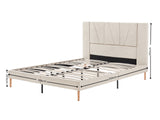 Jervis Linen Bed Frame Beige - Queen