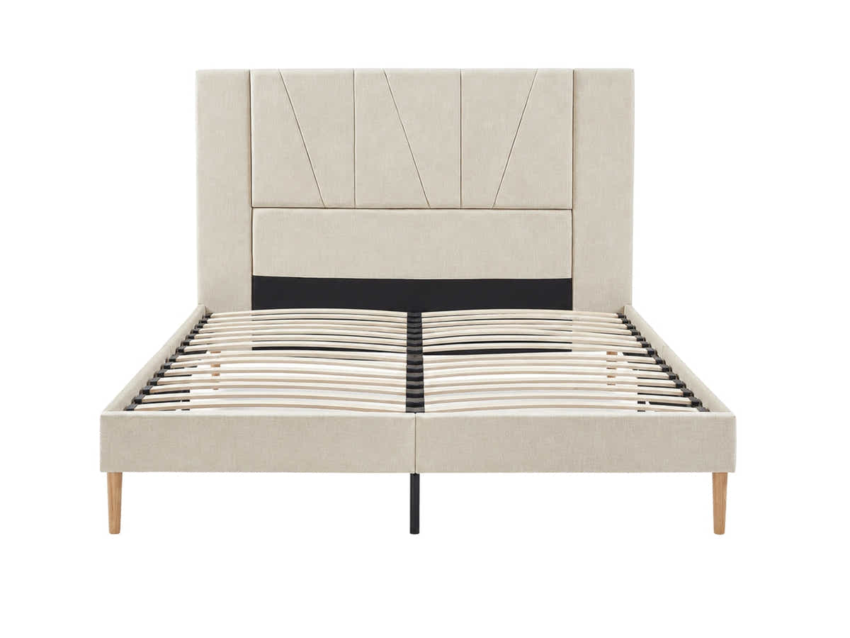 Jervis Linen Bed Frame Beige - Queen