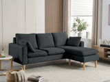 Darius Corner Sofa Linen - Black