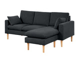 Darius Corner Sofa Linen - Black