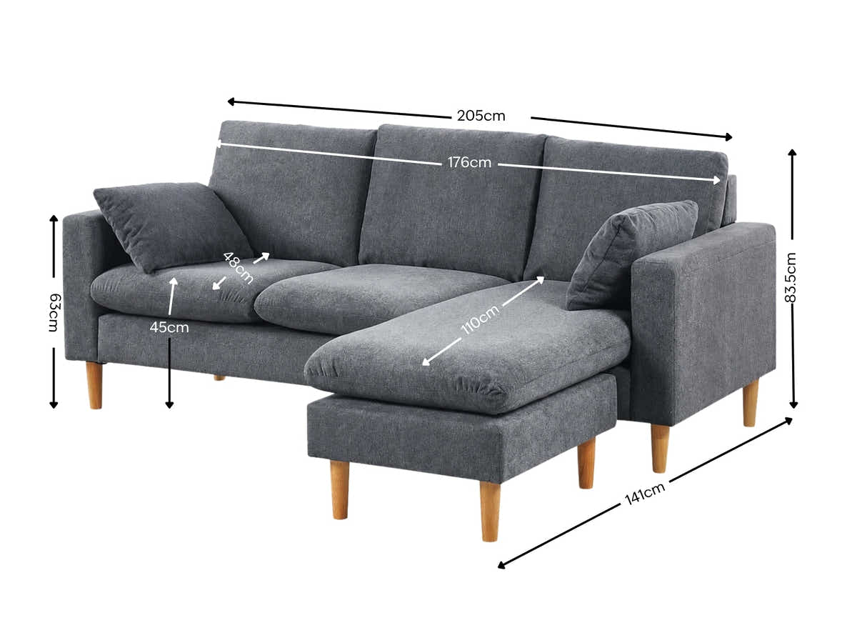 Darius Corner Sofa Linen - Grey