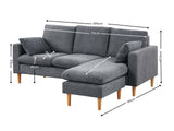 Darius Corner Sofa Linen - Grey