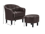 Daxton Tub Chair with Ottoman PU - Dark Brown