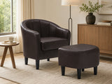 Daxton Tub Chair with Ottoman PU - Dark Brown