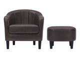 Daxton Tub Chair with Ottoman PU - Dark Brown