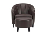 Daxton Tub Chair with Ottoman PU - Dark Brown