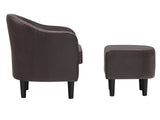 Daxton Tub Chair with Ottoman PU - Dark Brown