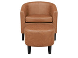 Oswin Tub Chair with Ottoman PU - Brown