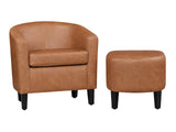 Oswin Tub Chair with Ottoman PU - Brown