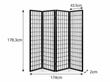 4-Panel Room Divider E P1 - Black