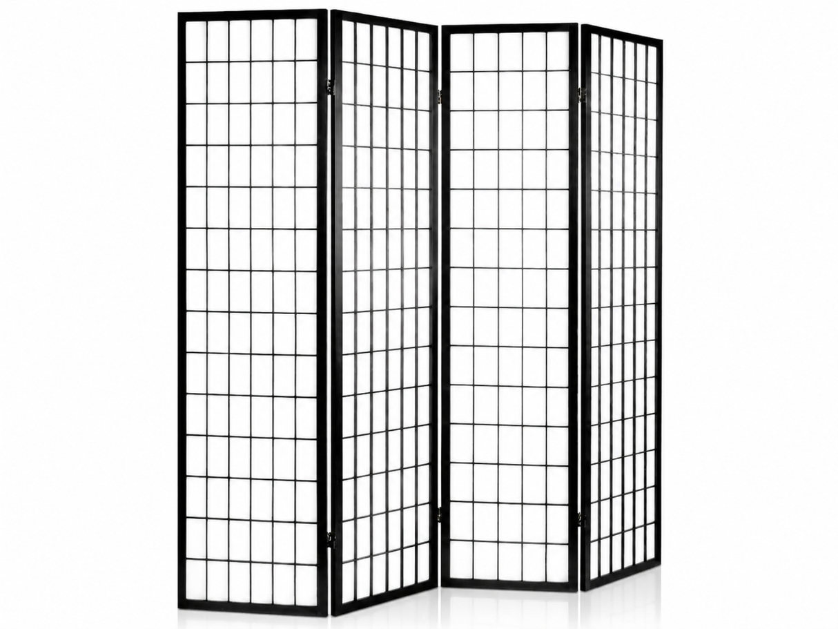 4-Panel Room Divider E P1 - Black