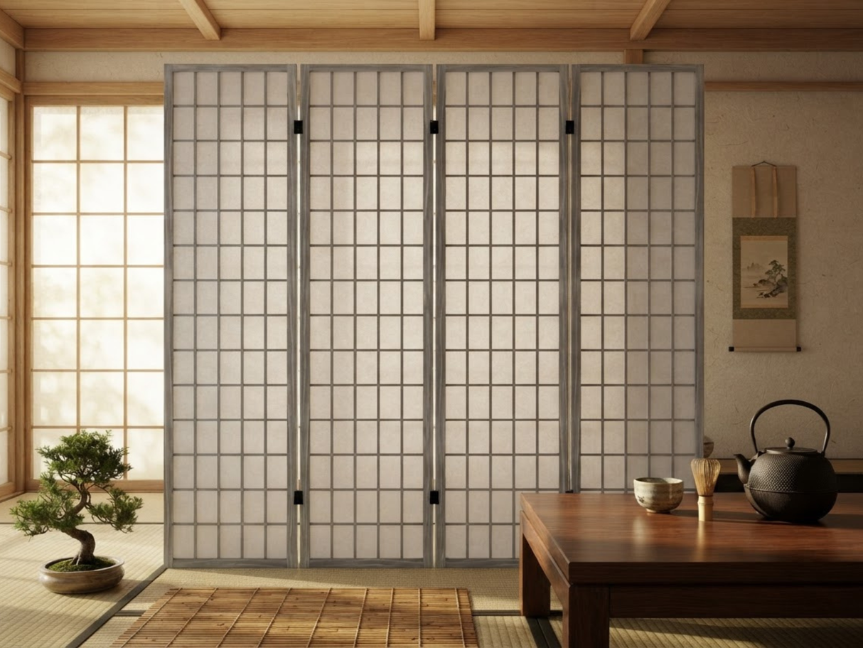 4-Panel Room Divider E P1 - White