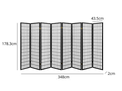 DS Room divider E P1 8 panel Black
