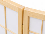 6-Panel Room Divider with Flower Pattern - Natural Wood