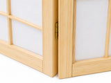 6-Panel Room Divider with Flower Pattern - Natural Wood