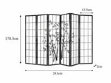 6-Panel Room Divider with Bamboo Pattern - Black